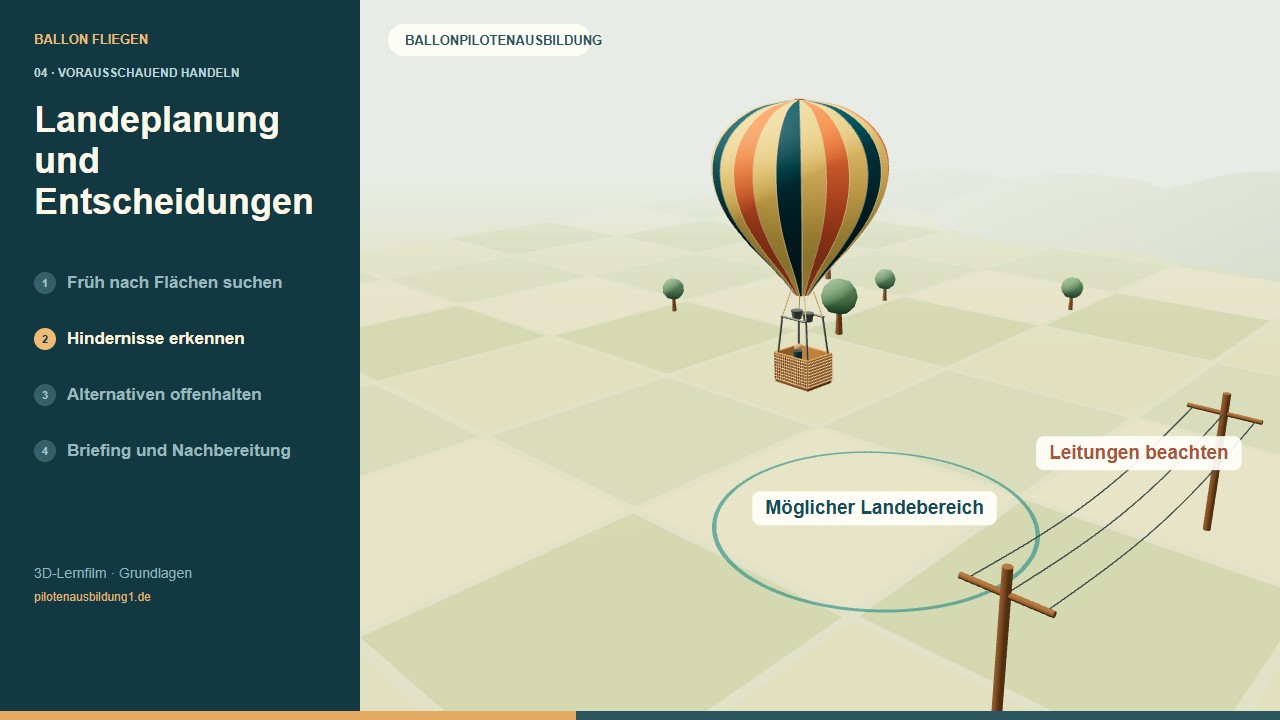 3D-Ballonmodell: Landeplanung und Entscheidungen