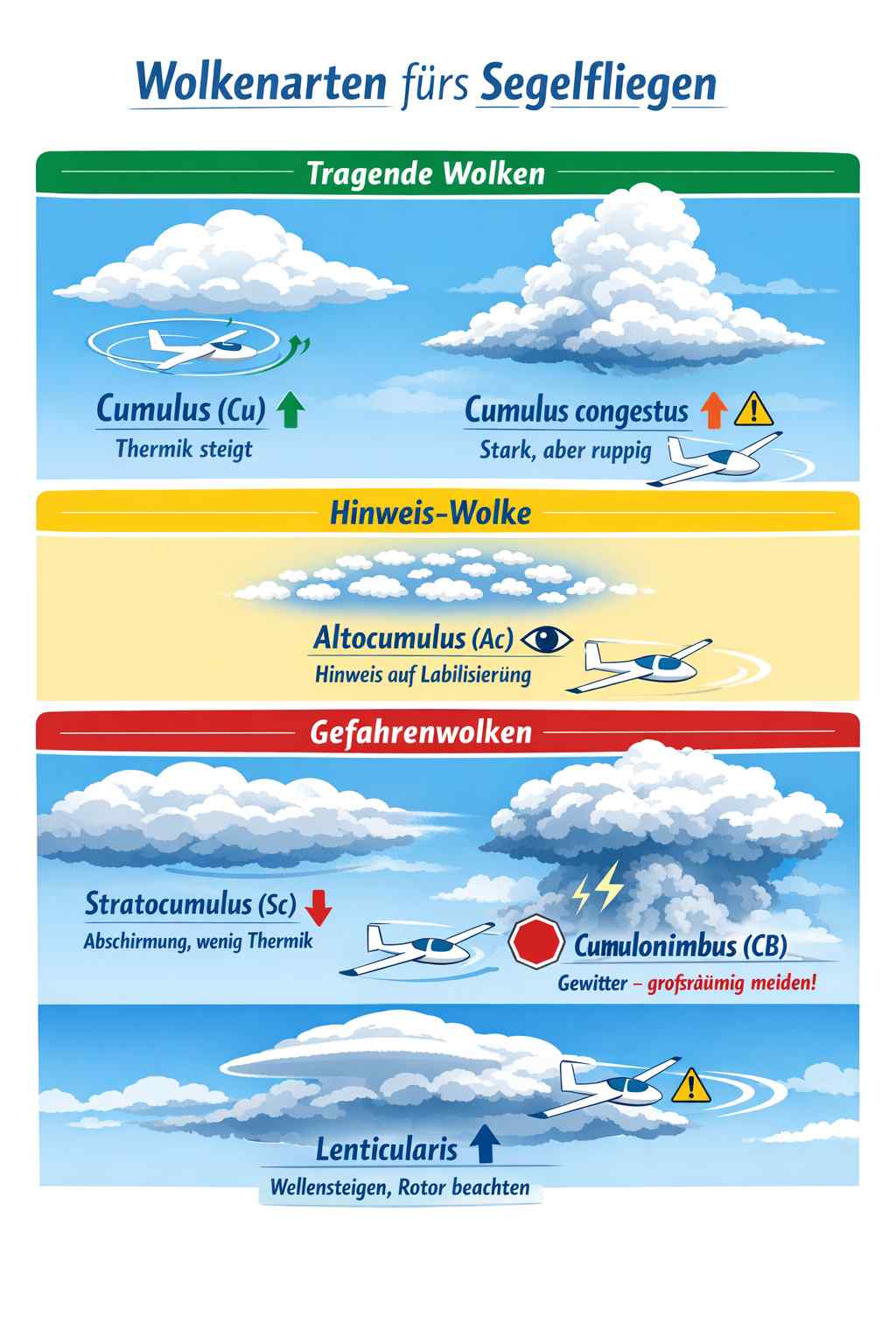 Segelfliegen Wolkenarten
